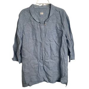Poetry Clothing Womens Linen Popover Top 14 Chambray Lightweight Lagom Lagenlook